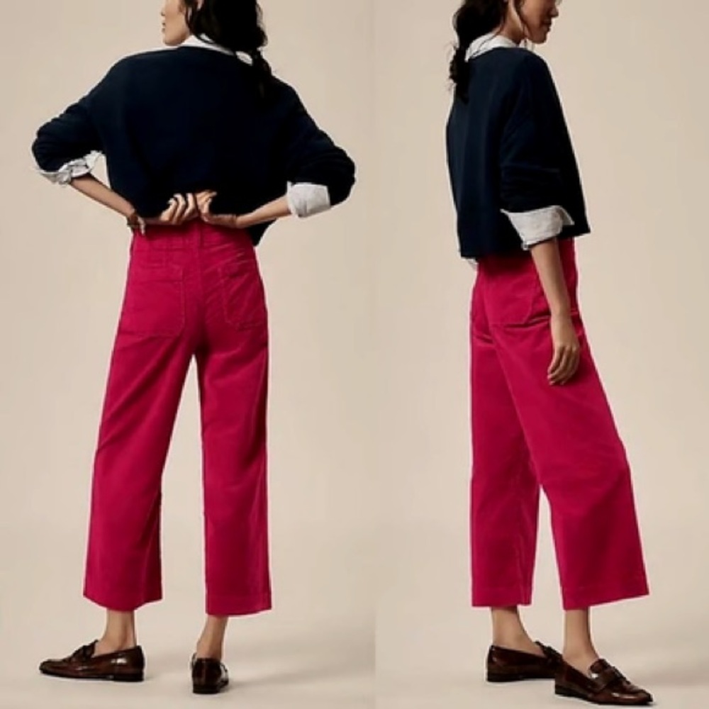 Maeve Colette Corduroy Pants in Raspberry - Picture 2 of 5